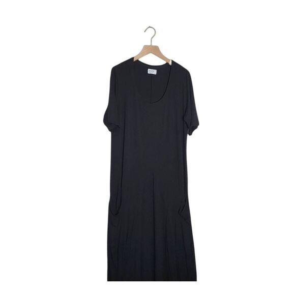 Completo Collection Black Cotton Dress Pockets Sz Medium - Picture 2 of 5